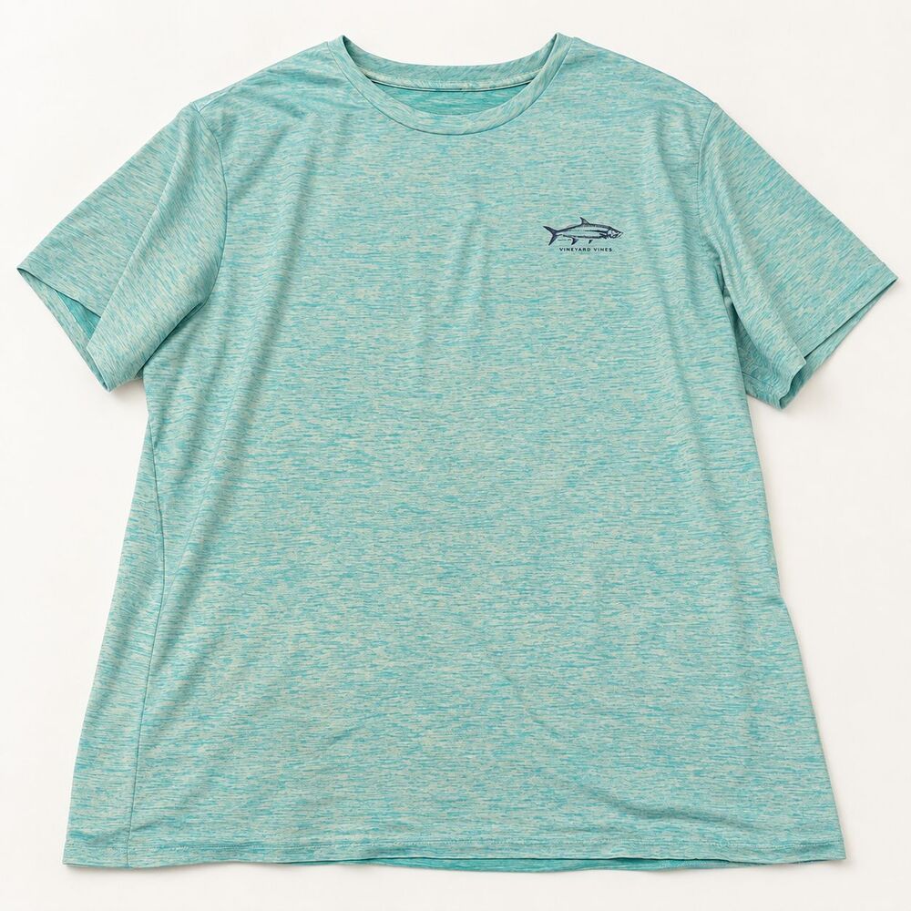 Vineyard Vines Fish Graphic Short Sleeve T-Shirt Aqua Blue Heather XL